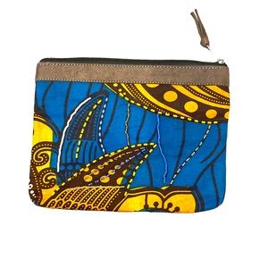 Schwari Hand Made Blue Beaded Top Zip Pouch
